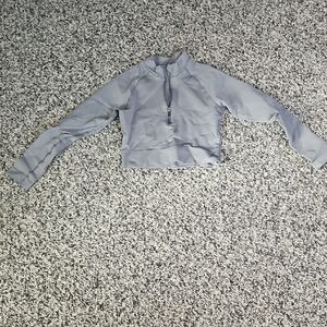 Women's Gray Long Sleeve Crop Top